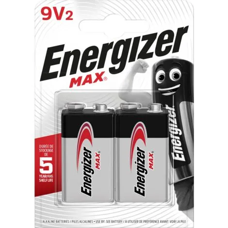 ENERGIZER Lot De 2 Piles Alcaline 9 V Max, 9 V, ENERGIZER 1 ENERGIZER Lot De 2 Piles Alcaline 9 V Max, 9 V, ENERGIZER
