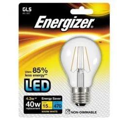 Ampoule LED Standard à Filament E27, 470 Lumens, 4.3W/40W Energizer