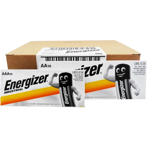 Lot De 60 Piles LR3 + 60 Piles LR06 - ENERGIZER INDUSTRIAL - Alcaline - 1.5V 1 Lot De 60 Piles LR3 + 60 Piles LR06 - ENERGIZER INDUSTRIAL - Alcaline - 1.5V