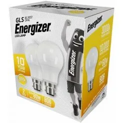 Ampoule LED Standard B22, 806 Lumens, 8.2W/60W, 300K, 2 Pièces. ENERGIZER