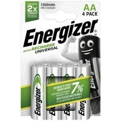 Pile Rechargeable LR6 (AA) NiMH Energizer Universal HR06 1300 MAh 1.2 V 4 Pc(s)